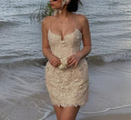 Summer Elegant Beige Floral Dress