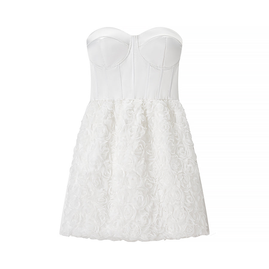 Women's Strapless Floral 3D Boned Dress