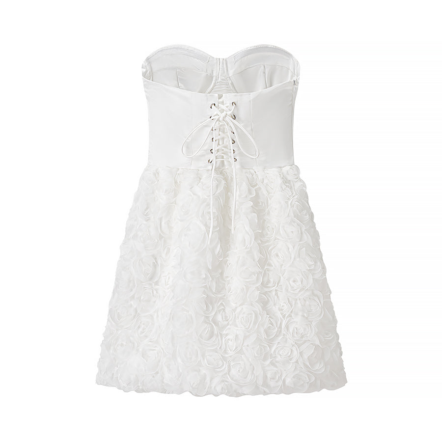 Women's Strapless Floral 3D Boned Dress