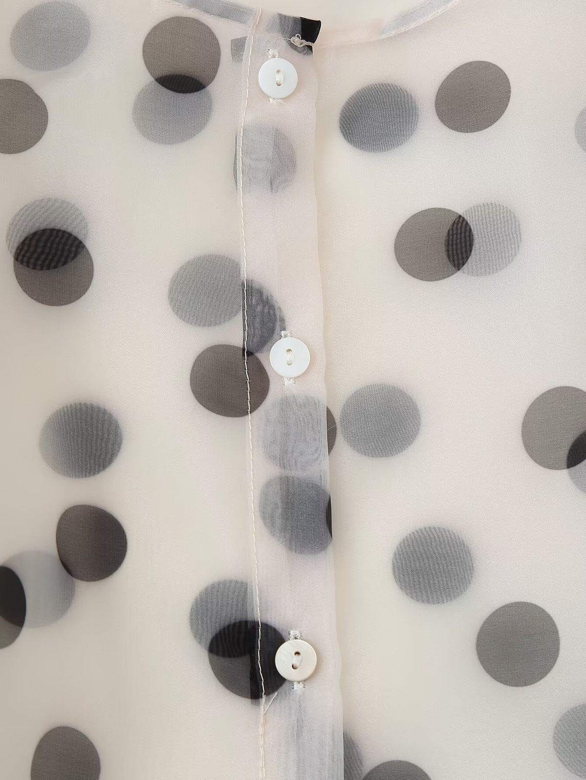Women's Organza Polka Dot Long Sleeve Tops Shirt