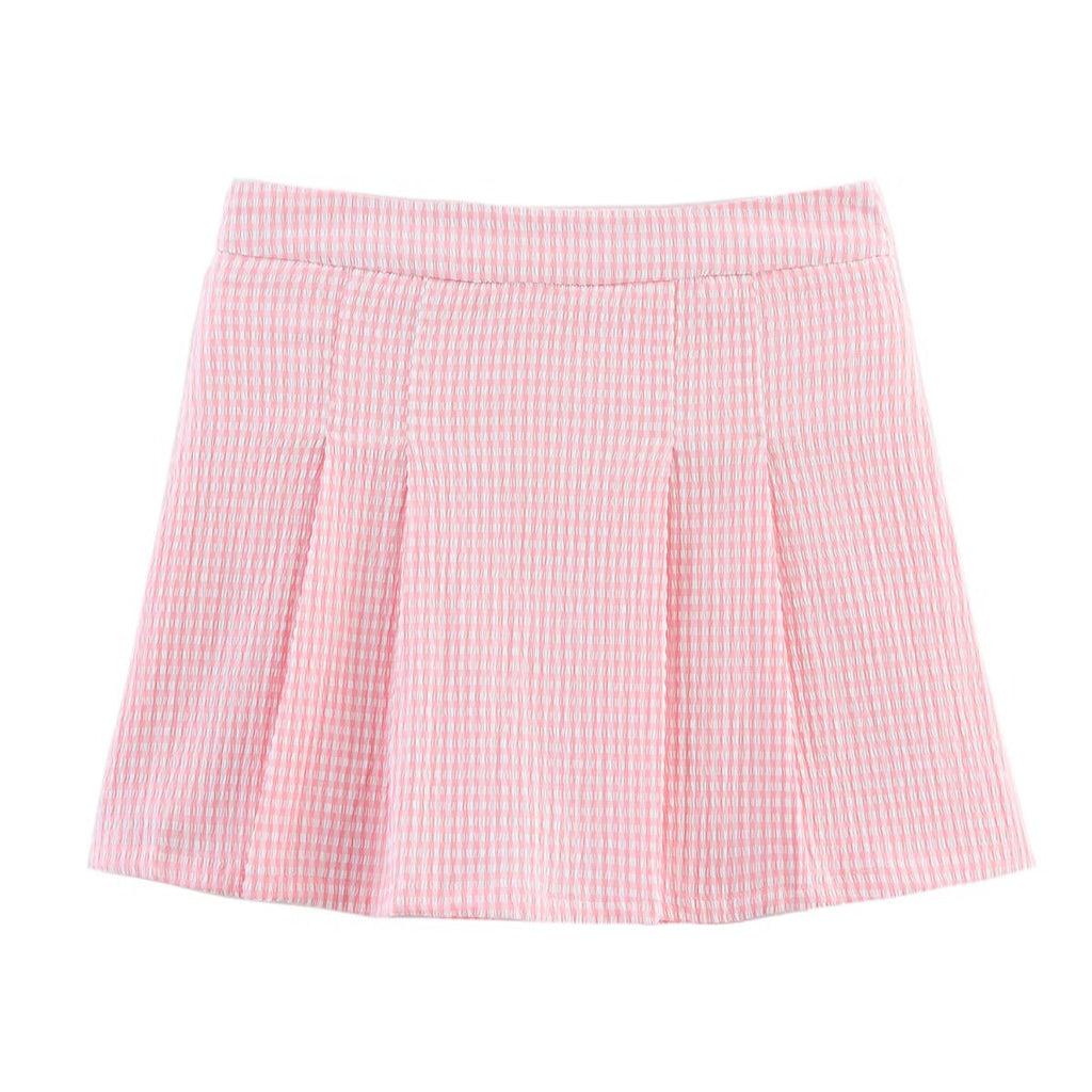 Women's Plaid Halter Top and Skirt Two-Piece Set