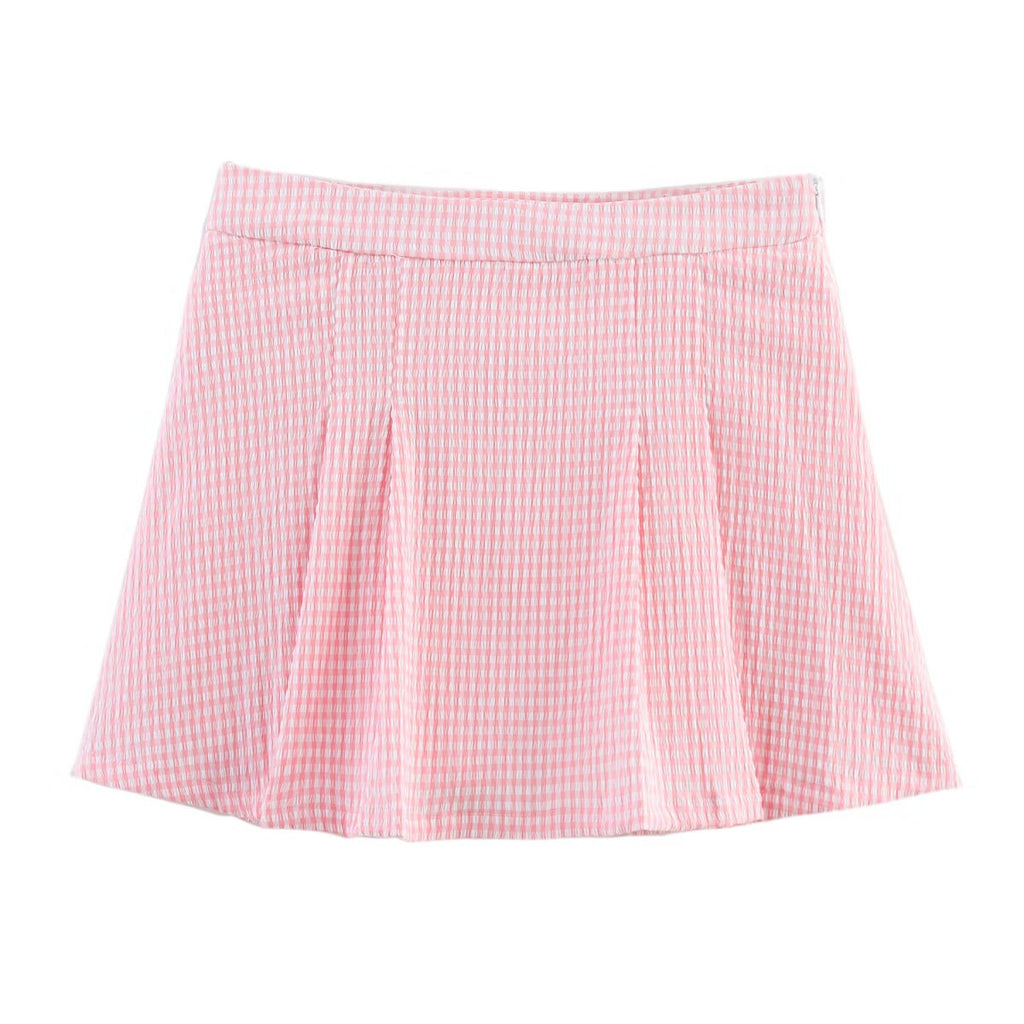 Women's Plaid Halter Top and Skirt Two-Piece Set