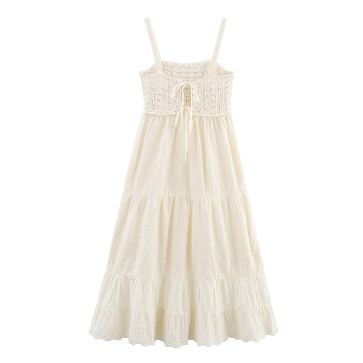 Embroidery Stitching Knitted Dress Loose Slim Fit Graceful Slip