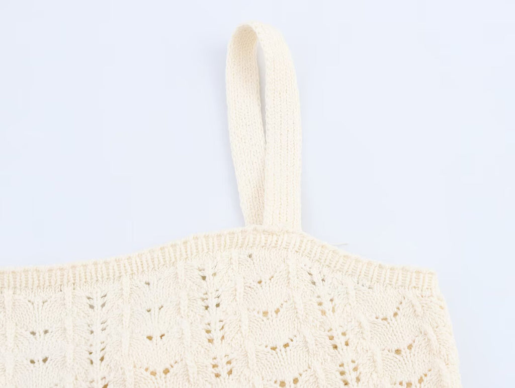 Embroidery Stitching Knitted Dress Loose Slim Fit Graceful Slip