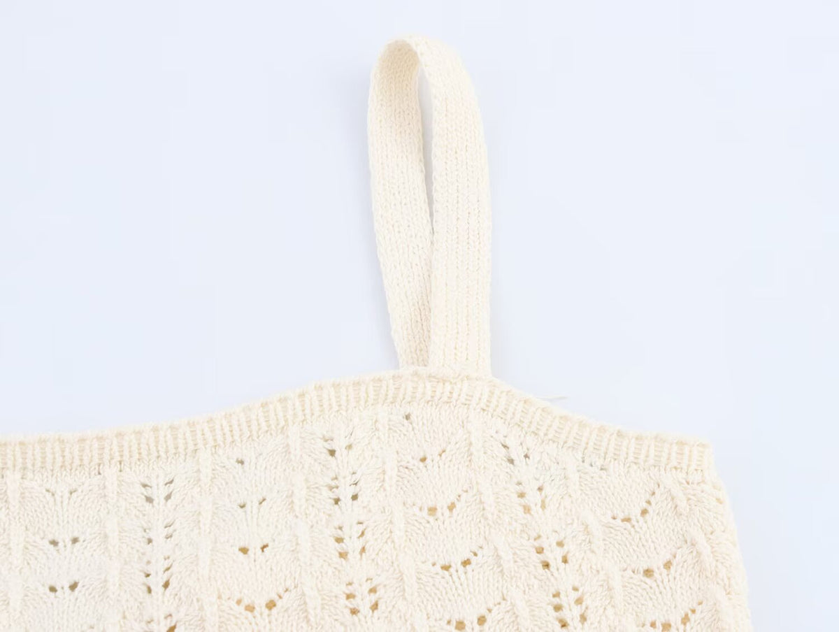 Embroidery Stitching Knitted Dress Loose Slim Fit Graceful Slip
