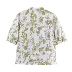 Summer Clothing V-Neck Short-Sleeve Hollow Out Cutout Out Embroidered Printed Shirt Top Short Sets