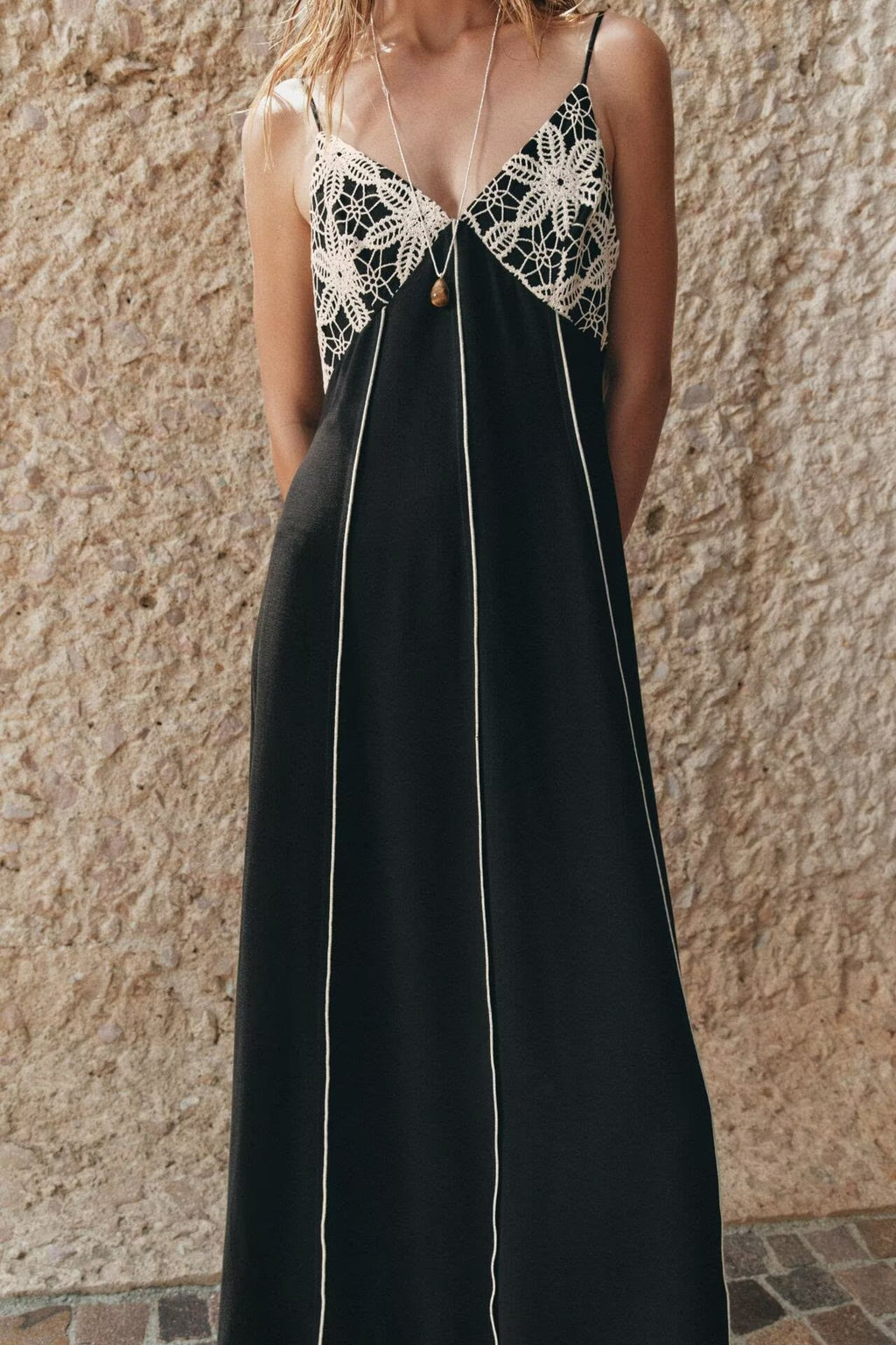 Women Clothing Embroidery Midi Sling Dress