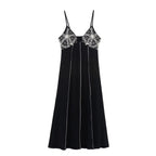 Women Clothing Embroidery Midi Sling Dress
