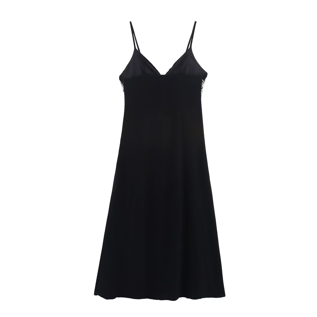 Women Clothing Embroidery Midi Sling Dress