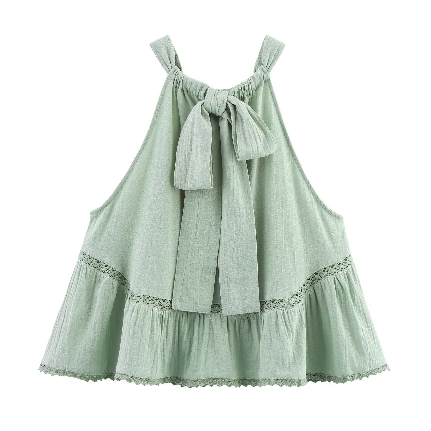 Women's Halter Lace-Up Cutout Crop Top