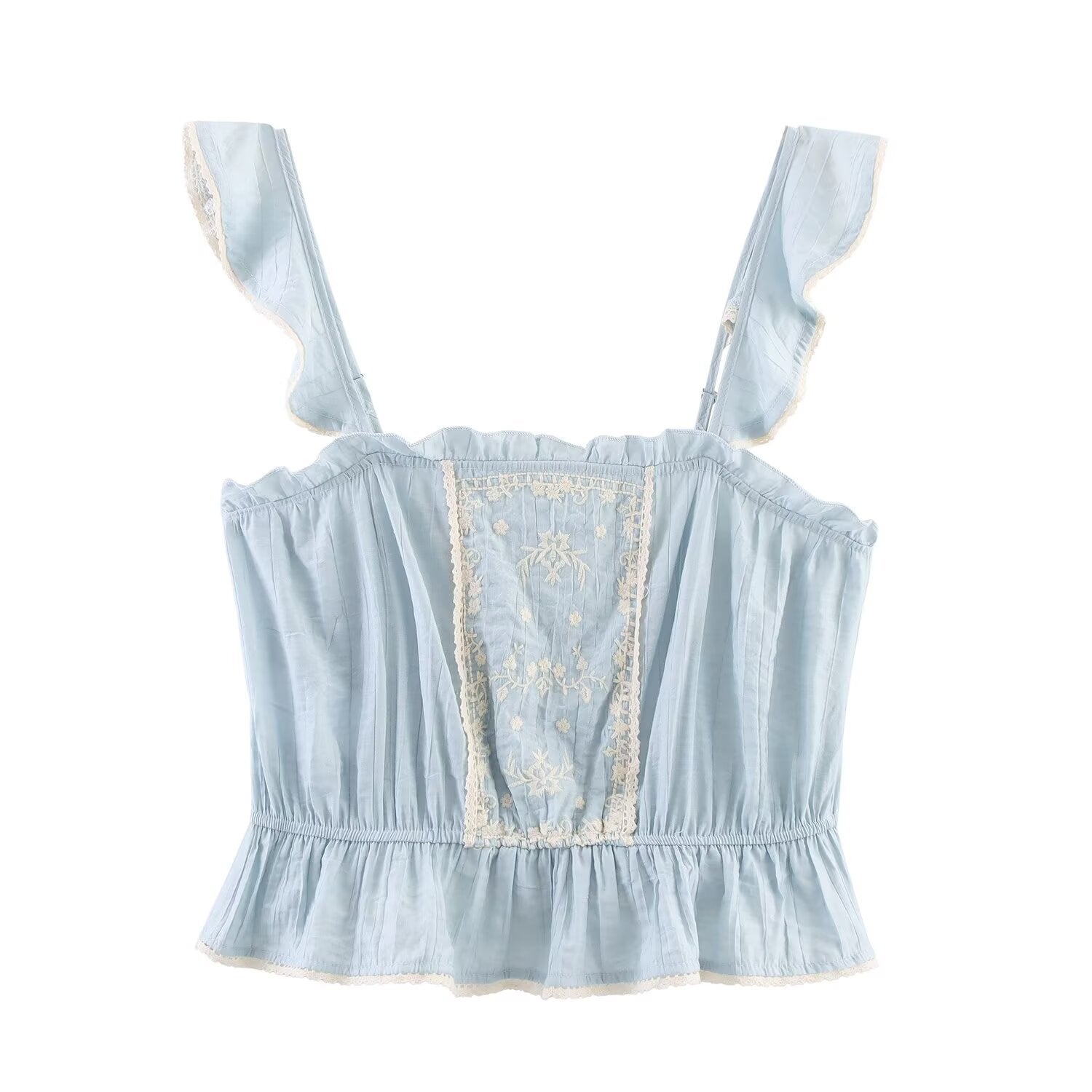 Women's Women Fashionable Fashionable Laminated Decoration Embroidered Top