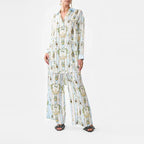Women's Printed Lapel Shirt And Wide-Leg Pants Two-Piece Set