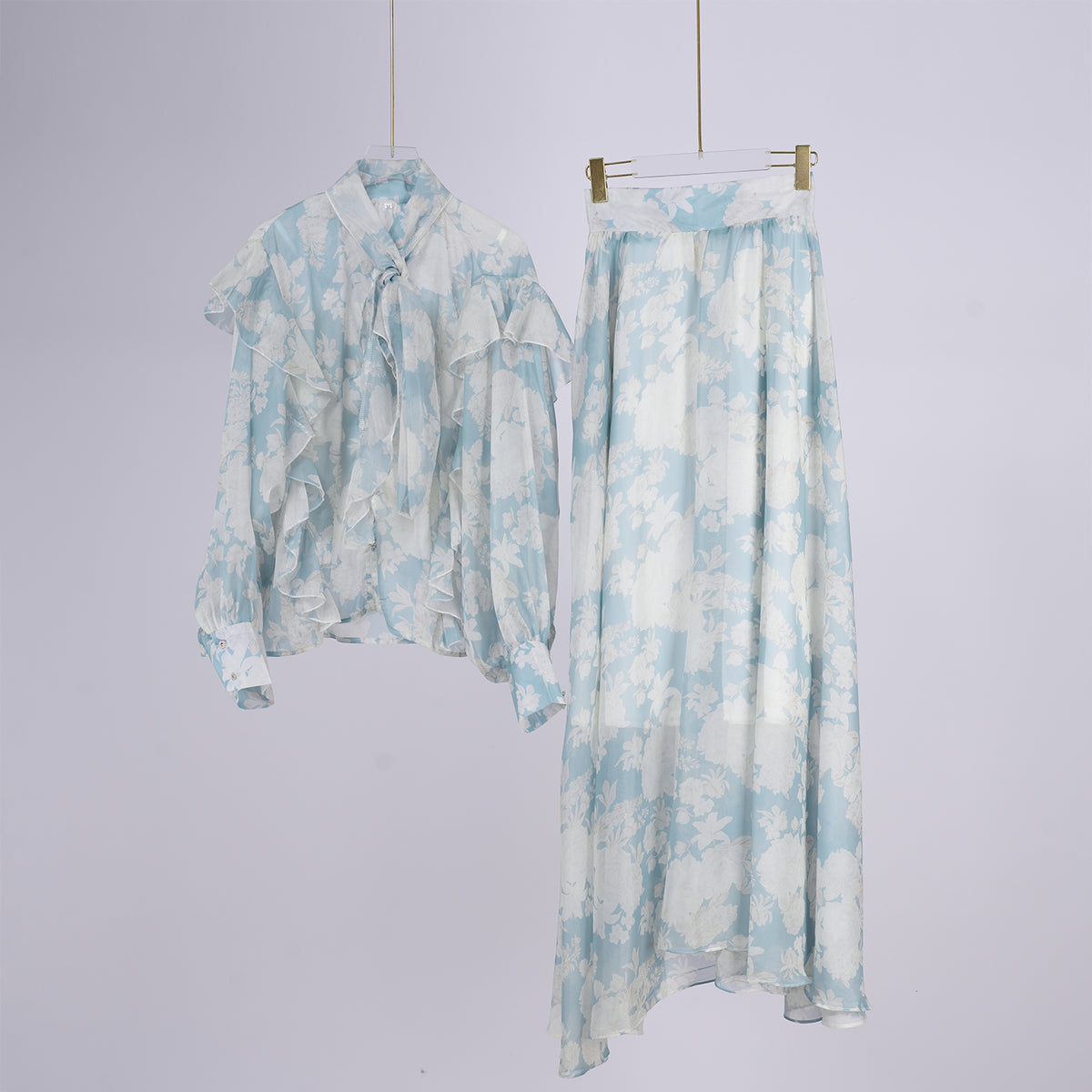 Women's Scarf Frilled Oversized Half Dress Two-Piece Set