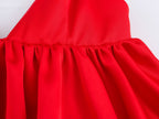 Elegant Silk Satin Texture Puffy Strap Top