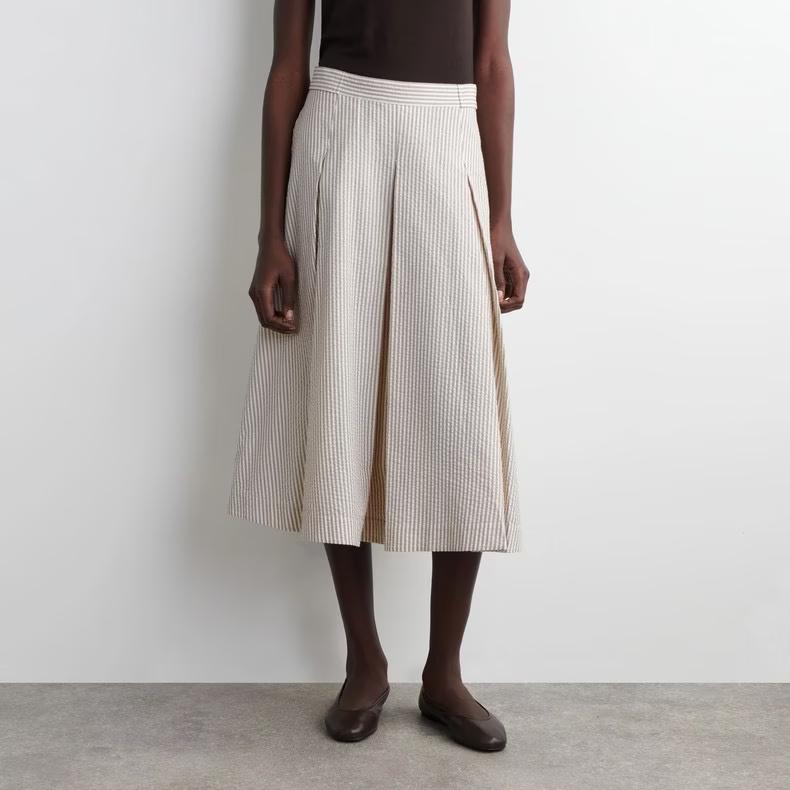 Summer Simple Stripe A Word Midi Skirt