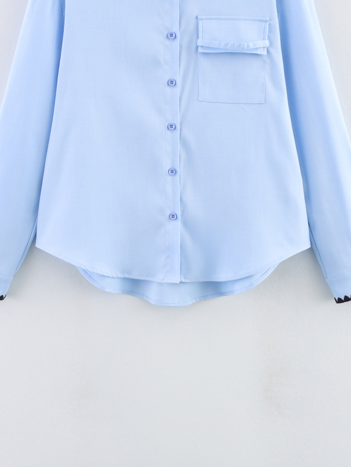 Women's Chic Shell Craft Blue Shirt Long Sleeve Loose Shirt