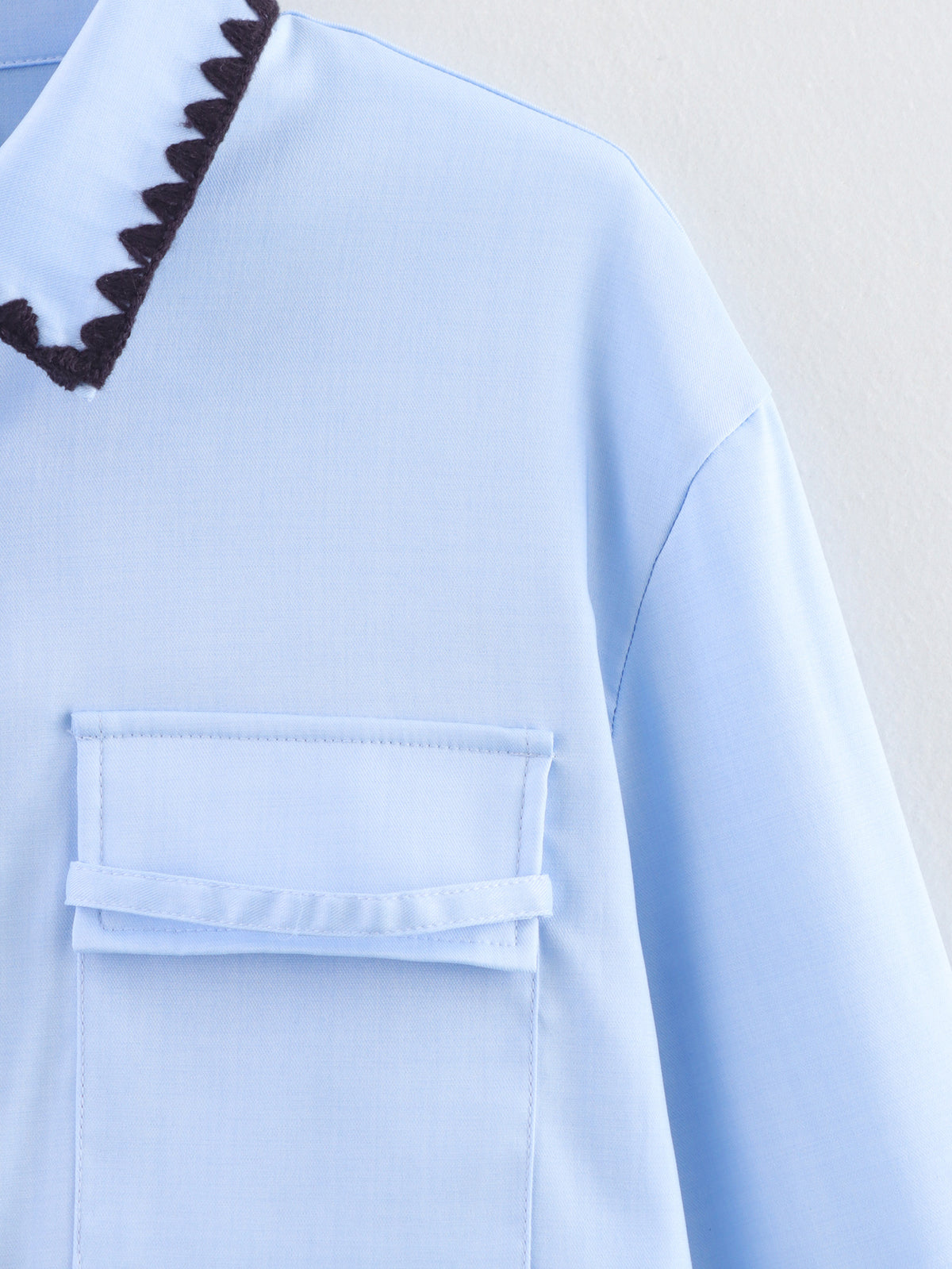 Women's Chic Shell Craft Blue Shirt Long Sleeve Loose Shirt