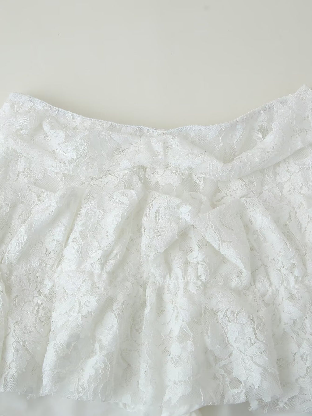 Women's Clothing Western Lace Short Sleeve Shirt Bow Two Piece Overskirt Set
