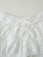 Women's Clothing Western Lace Short Sleeve Shirt Bow Two Piece Overskirt Set