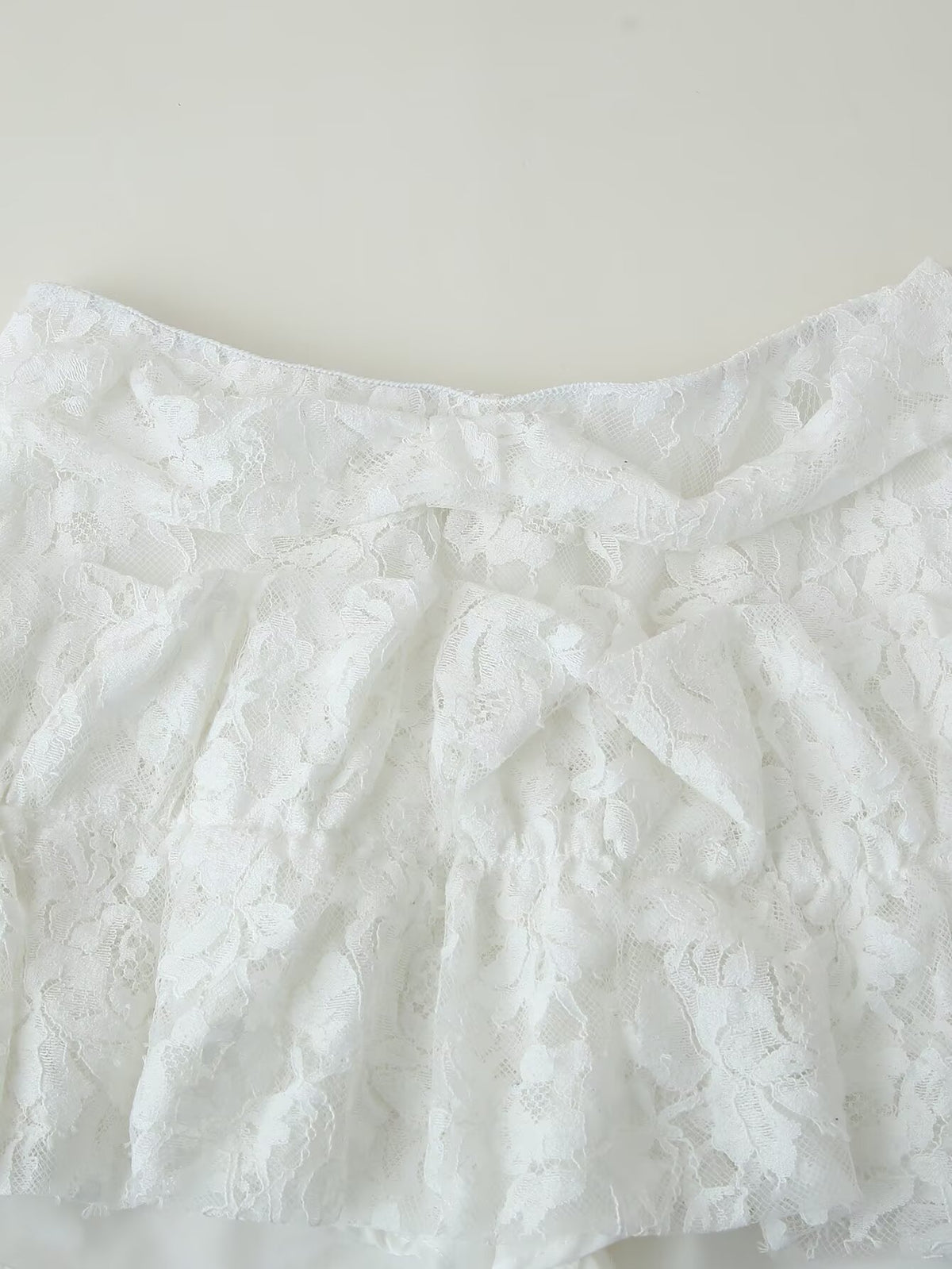 Women's Clothing Western Lace Short Sleeve Shirt Bow Two Piece Overskirt Set