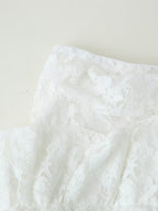 Women's Clothing Western Lace Short Sleeve Shirt Bow Two Piece Overskirt Set
