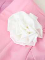 Women's Handmade Floral Waist Trimming Short Sleeved Top