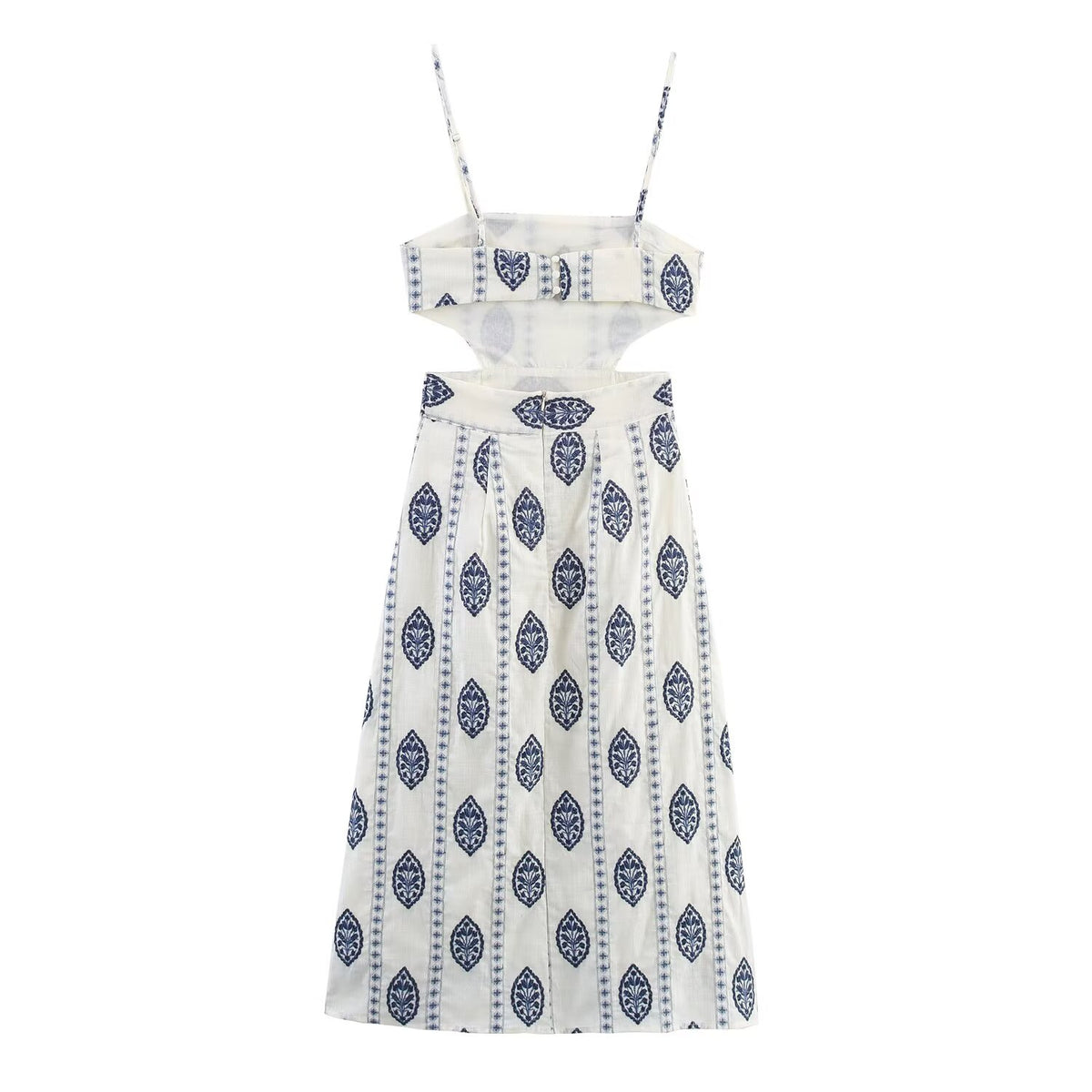 Embroidered Cutout Midi Slip Dress