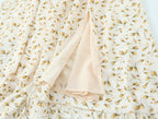 Wind Palace Small Floral-Print Square-Neck Puff Sleeve Split Dress
