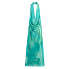 Women's Printed Backless Halter Dress