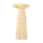 Women's Off-Shoulder Floral Lace Ruffle Bodycon Midi Dress