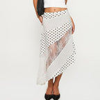 Women's Polka Dot Skirt Lace Irregular Asymmetric Maxi for