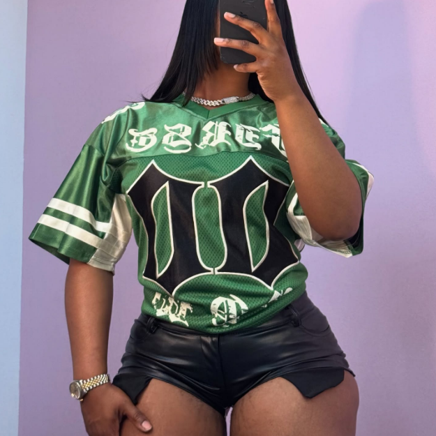 Women’s Green Letter Graphic Loose T Shirt