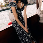 Women's Elegant Comfortable Slim Floral Embroidery Midi Dress