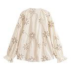 Women's Clothing Spring Sweet Floral Embroidered Mini Shirt