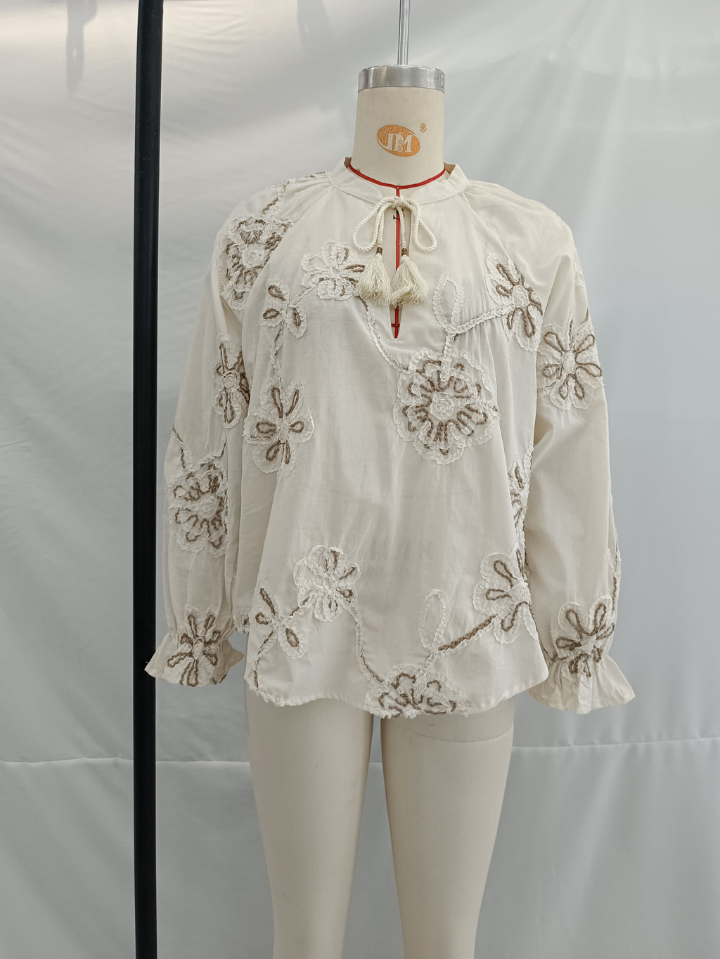 Women's Clothing Spring Sweet Floral Embroidered Mini Shirt