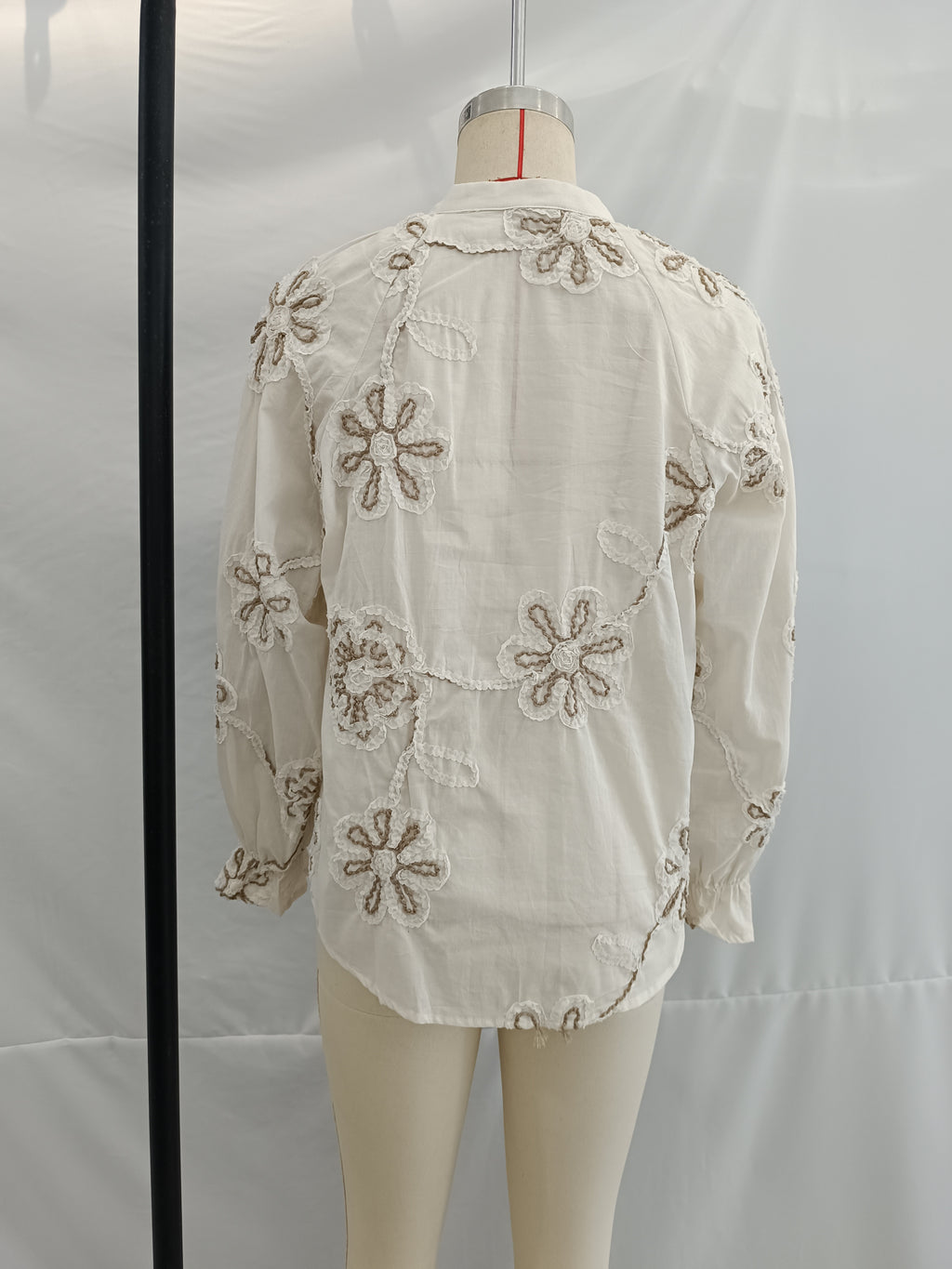 Women's Clothing Spring Sweet Floral Embroidered Mini Shirt