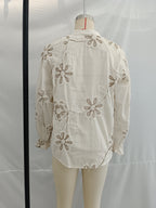 Women's Clothing Spring Sweet Floral Embroidered Mini Shirt