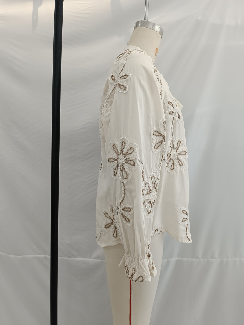 Women's Clothing Spring Sweet Floral Embroidered Mini Shirt