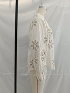 Women's Clothing Spring Sweet Floral Embroidered Mini Shirt