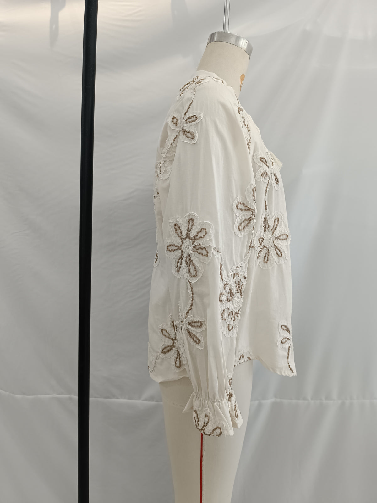 Women's Clothing Spring Sweet Floral Embroidered Mini Shirt
