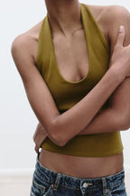 's Sweet Spicy Hanging Collar Slim Fit Backless Basic Vest