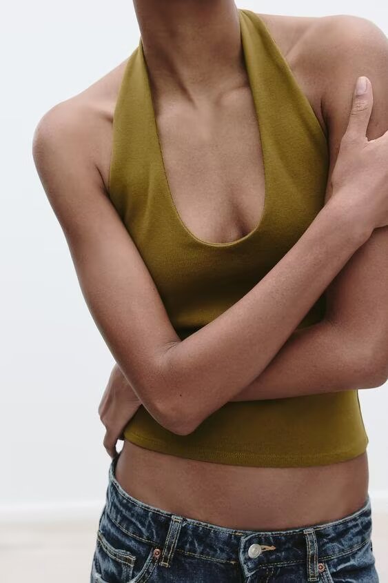 's Sweet Spicy Hanging Collar Slim Fit Backless Basic Vest