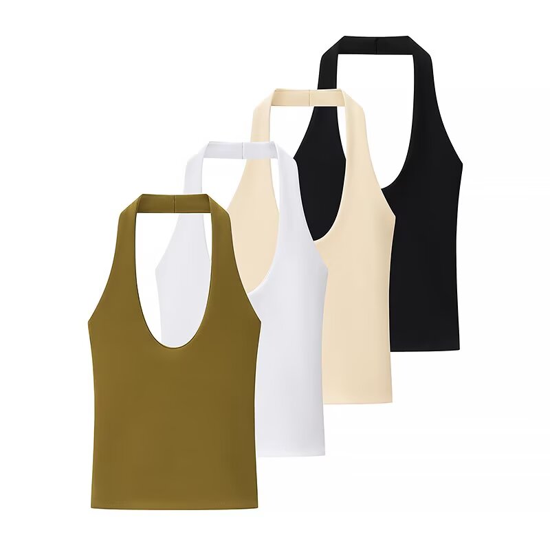 's Sweet Spicy Hanging Collar Slim Fit Backless Basic Vest