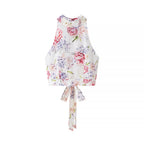 Women's Clothing Halter Sleeveless Short Top Short Floral Skirt Two Pieces