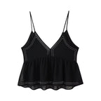Women Clothing Summer Beaded Hem Sling Small Tank Top