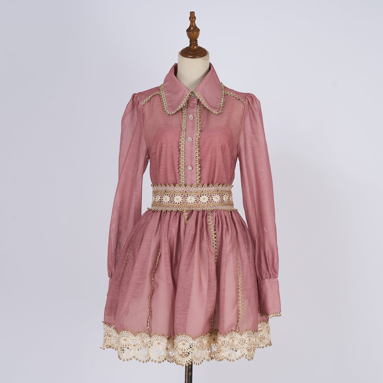 Women's Lace Blouse & Mini Skirt Two-Piece Set