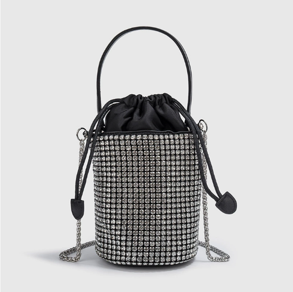 Diamond Drawstring Bucket Bag