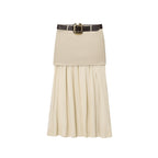 Summer Belt Stitching Midi Skirt