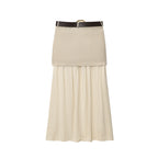 Summer Belt Stitching Midi Skirt