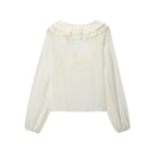 Women's Ruffle Tie-Neck V-Neck Blouse